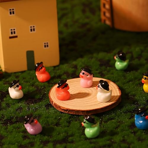 Miniatura 2 de libfrnt 100 piezas de mini patos vaqueros con lentes de sol, diminutos patos de resina, mini patos en miniatura coloridos adornos para proyectos de