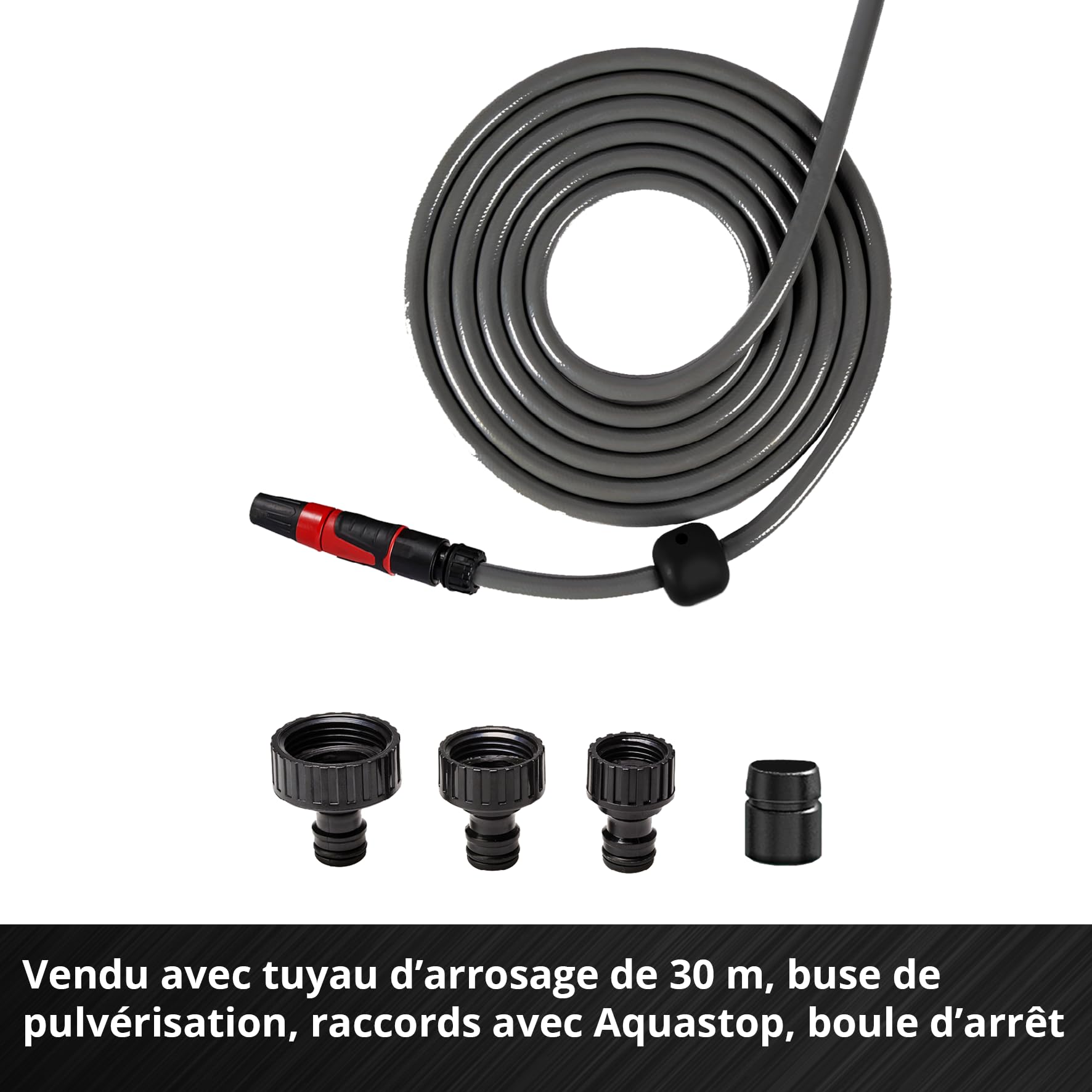 Enrouleur de tuyau sans fil Einhell GE-HR 18/30-1 Li-Solo | PXC | 18 V | enroulement automatique du tuyau | pivotant à 180° | support mural | tuyau de 30 m | pulvérisateur de jardin