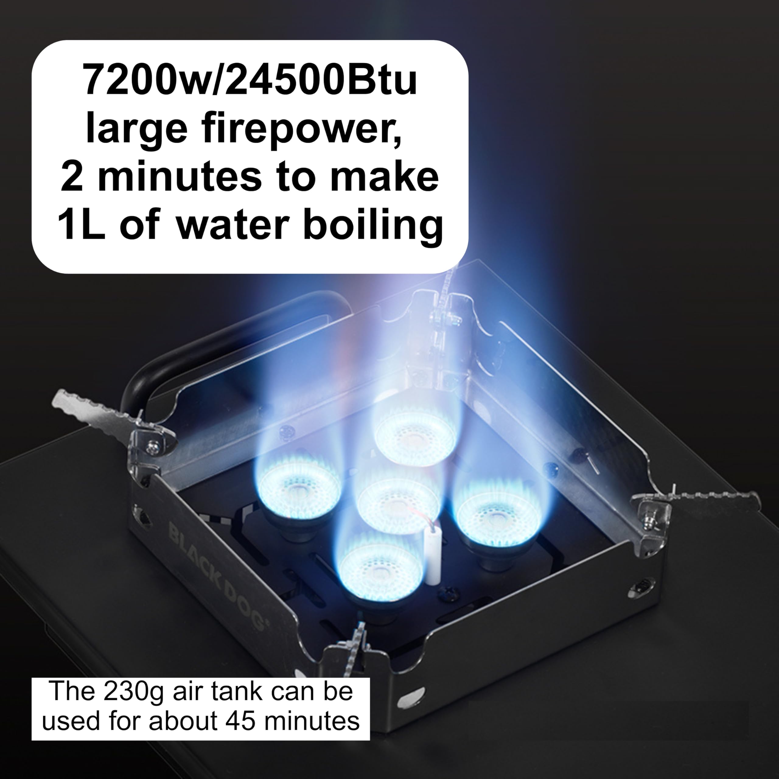 Blackdog kuchenka kempingowa, przeno?na kuchenka gazowa IGT, 7200 W/24500Btu, wiatroodporna klapa, elektroniczny zap?on, regulacja mocy ognia, plecak z plecakiem, sk?adany, kompatybilny z