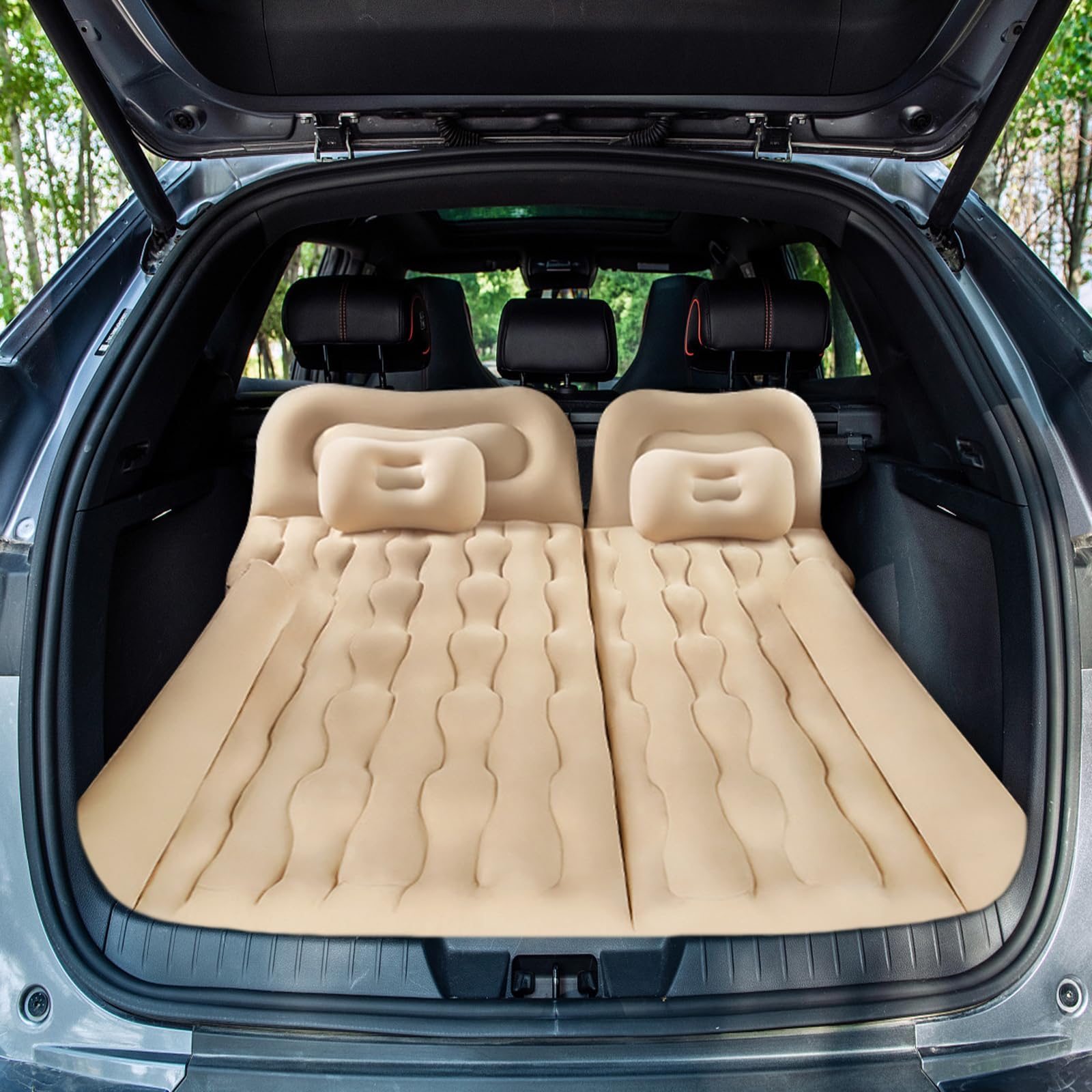 SUV Air Mattress for Tesla Model Y Model X Car Mattress Bed 2023 Update Flocking Surface Automotive Sleeping Bed for SUV with Electric Air Pump