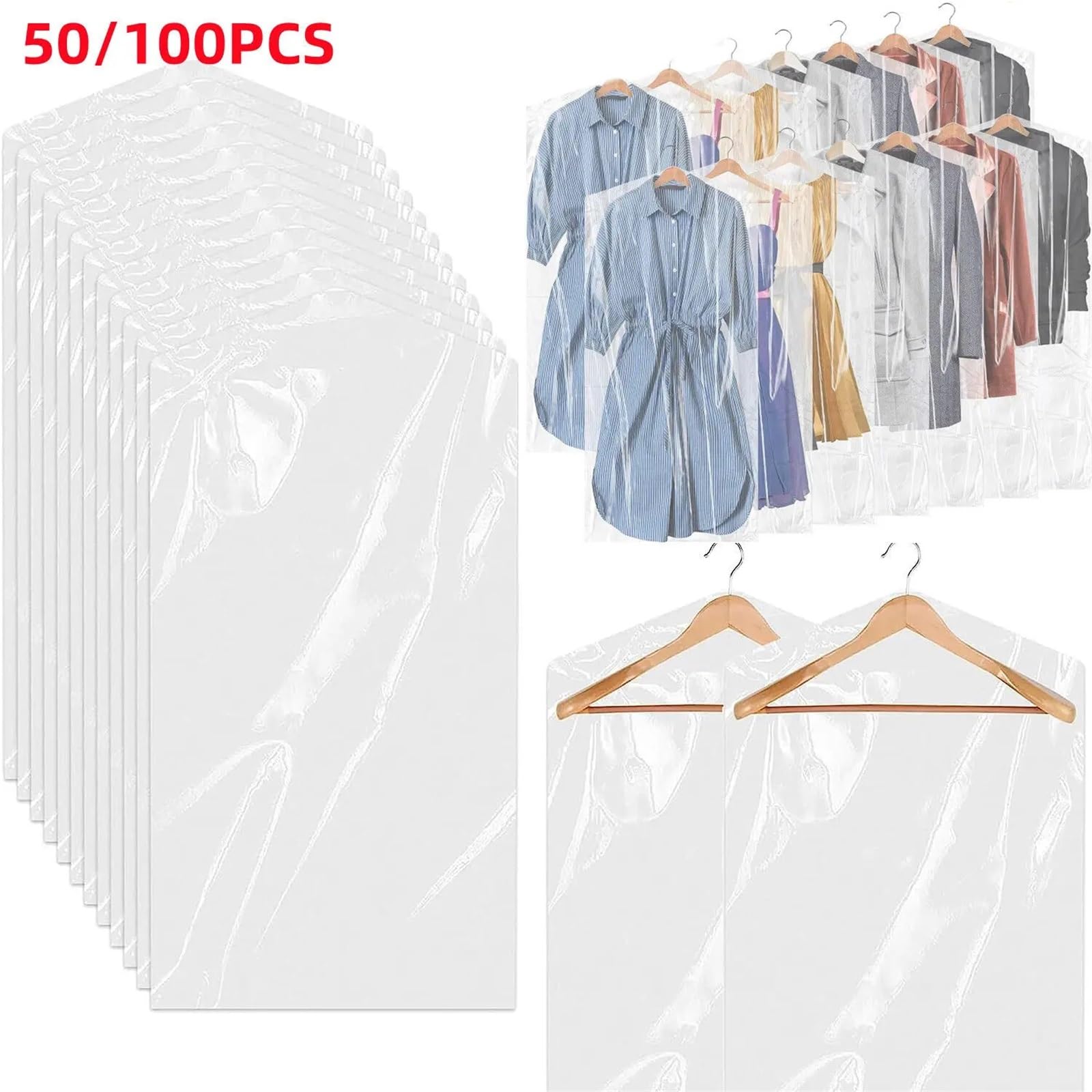 Housses de vêtements en plastique transparent