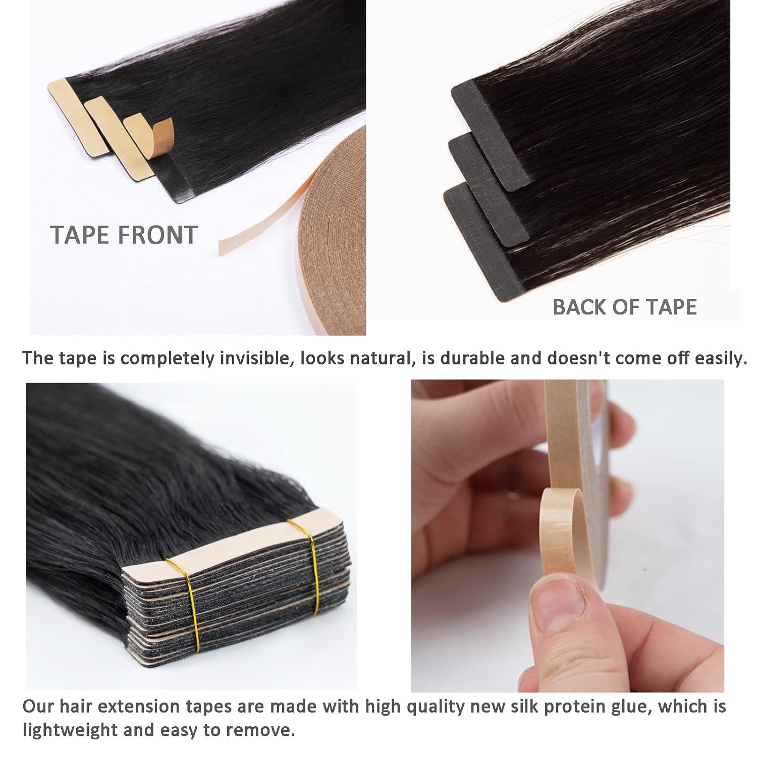 HotLulana Extension Adesive Capelli Veri Purple Tape in Extension Natua Nero Remy Estension Adesive Capelli Naturali al 100% 10pcs 25g Extension Capelli Veri Biadesivo 20Pollici (50cm)