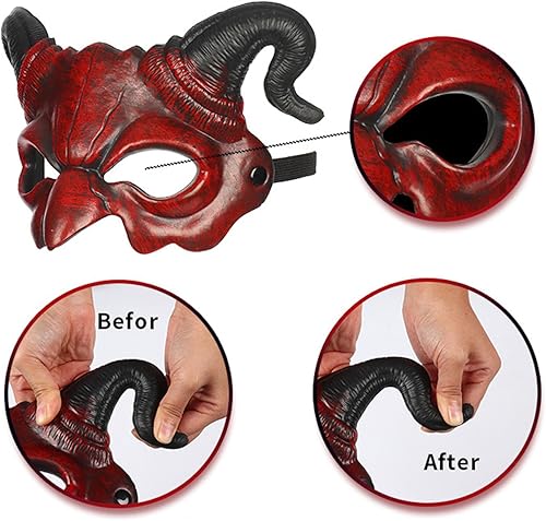 Miniatura 7 de Máscara de diablo de demonio, máscara de media cara aterradora para cosplay, Halloween, fiesta de disfraces, accesorios de fiesta