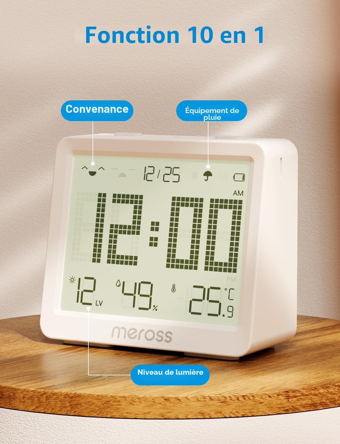 Meross Matter 10-en-1 Thermomètre Hygromètre Connecté WiFi Avec Hub MSH450 | Moniteur Température et Humidité, Compatible Apple Homekit, Alexa et Google, Surveillance à Distance et Notification d’Alarme
