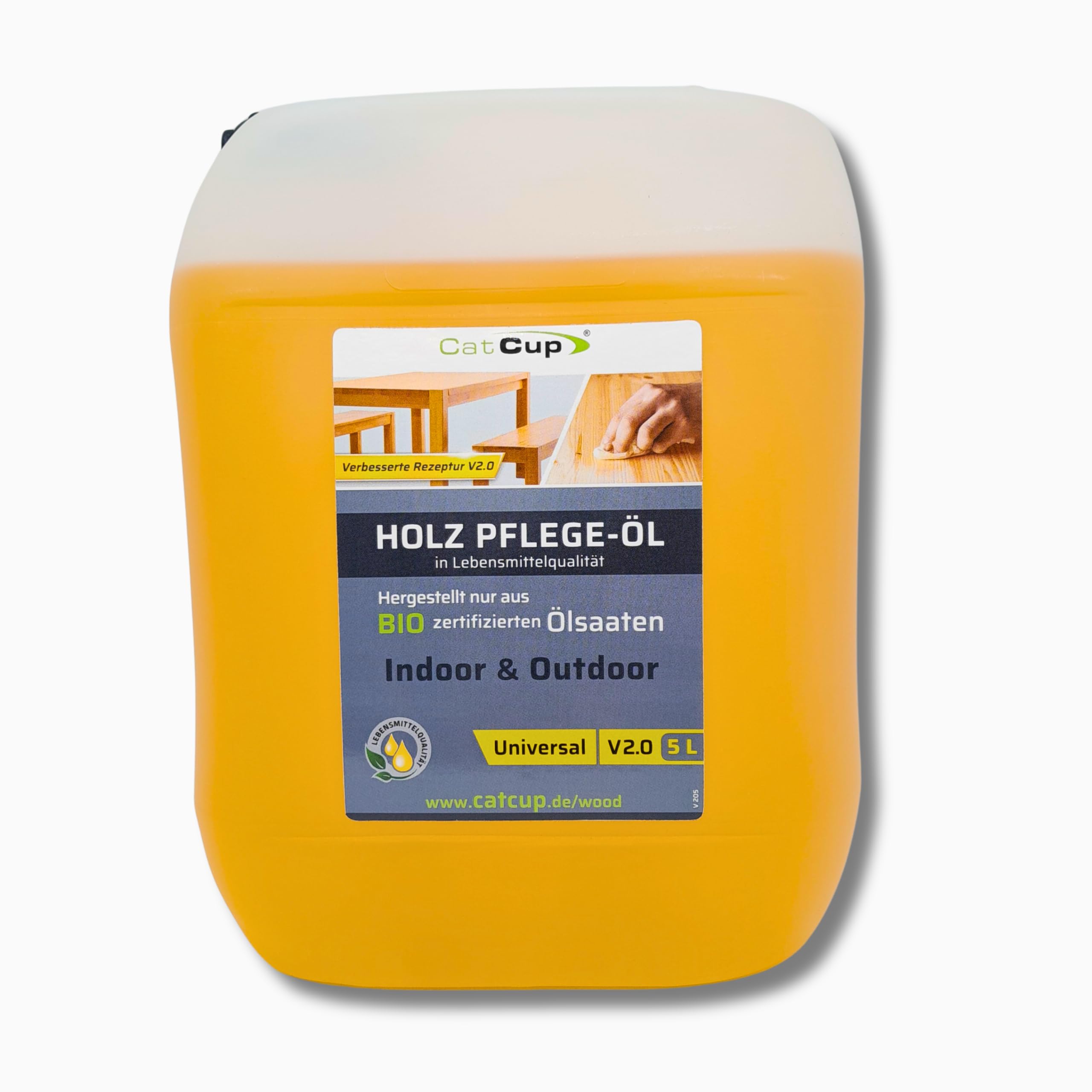 UNIVERSAL 5 Liter BIO Holzöl farblos aus Deutschland - Geruchloses Holzpflegeöl für Innen & Aussen - 100% natürliches Holz Öl in Bioqualität - Premium Möbelöl mit Anleitung