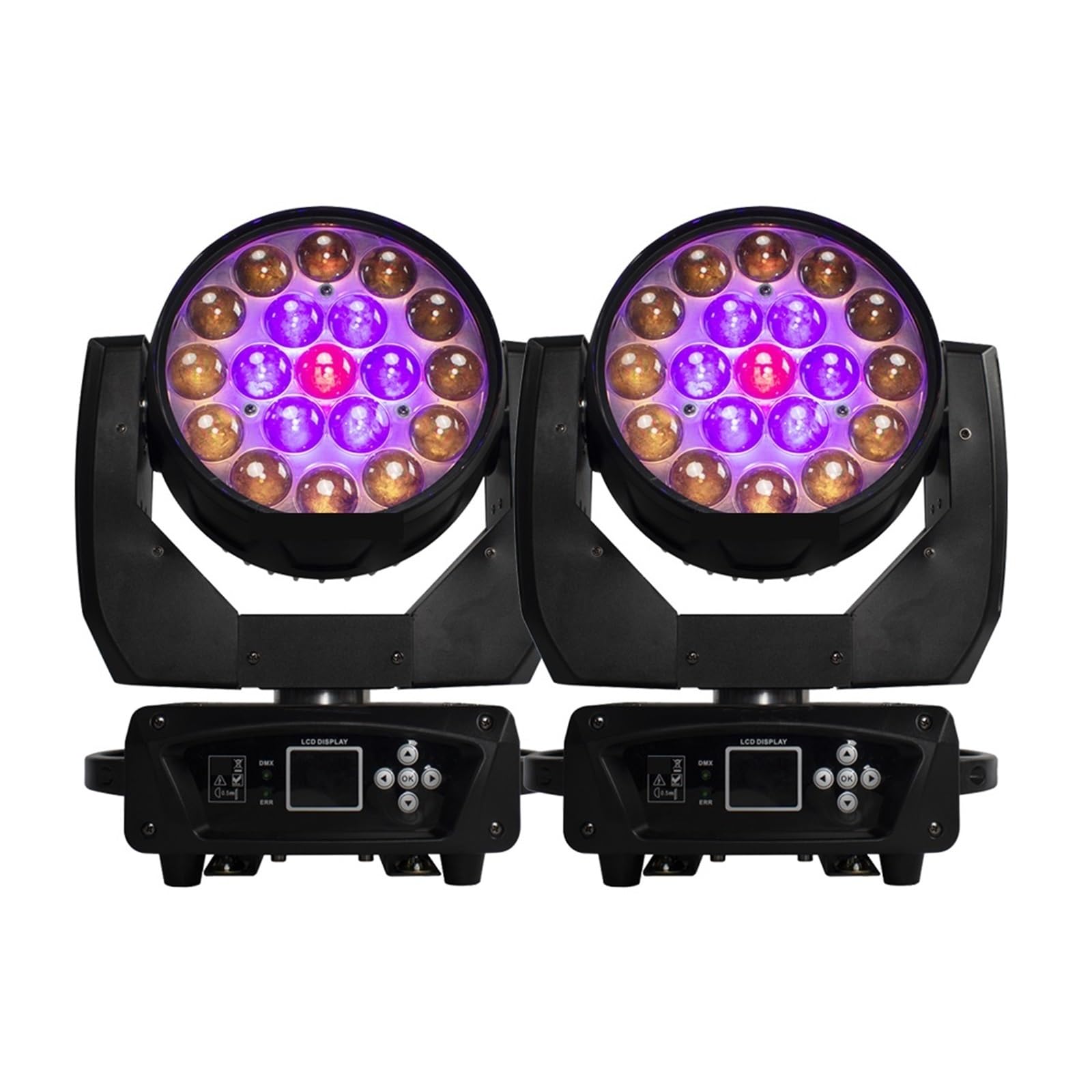 Światło LED 19x15W Ruchoma Głowica Zoom + Wash Oświetlenie Sceniczne DMX Klub Nocny Bar Światła Dźwiękowe Reflektor Sprzęt DJ Dyskotekowe Party Niskie ZużYcie Energii(2PCS)