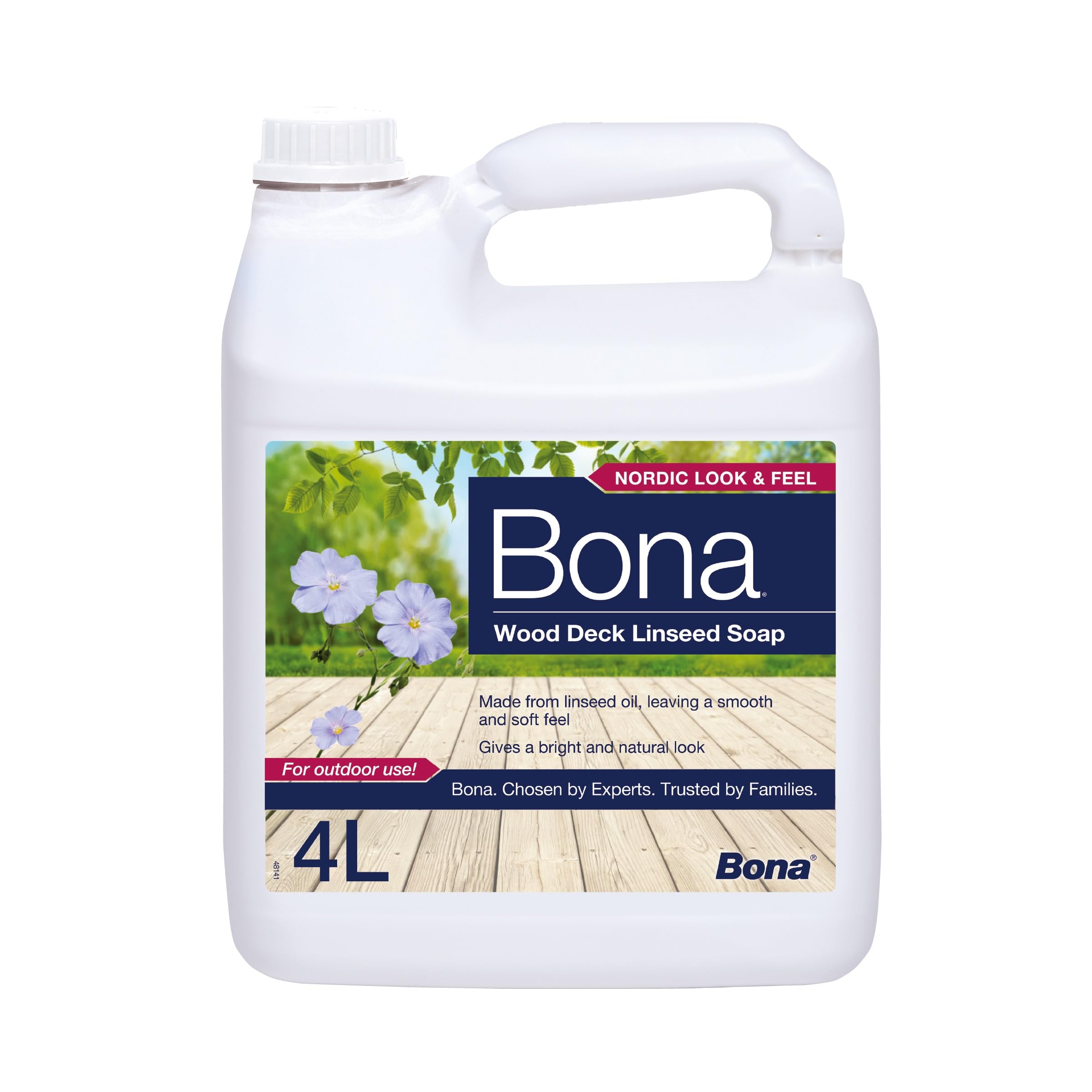 Bona Wood Deck Linseed Soap Decking Treatment for Wooden Decking, Outdoor Timber Protection and Maintenance, Natural Nordic Finish, 4L