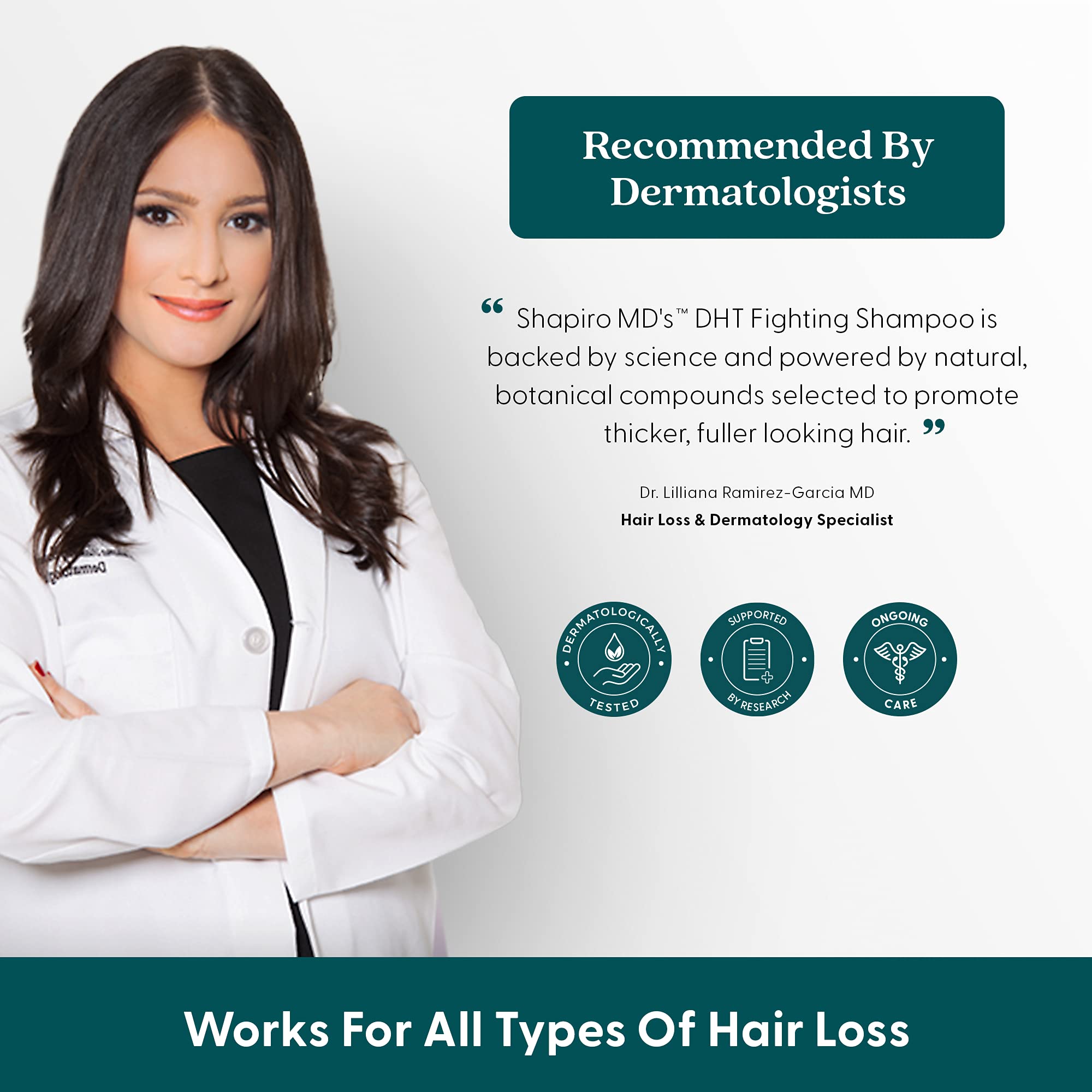 Hair Loss Shampoo DHT Fighting Vegan Formula for Thinning Hair Developed by Dermatologists