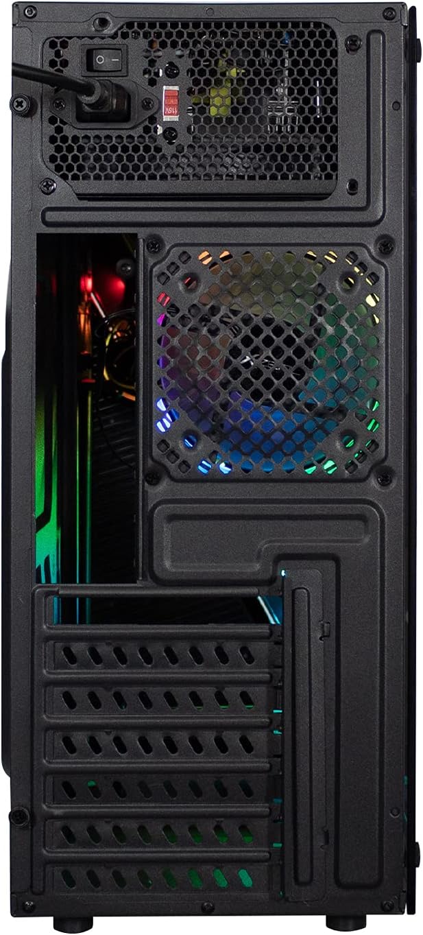 مؤخرة view of the XZEAL XZ100 Gaming PC Case, showing the power supply mount, I/O shield cutout, and expansion slots.