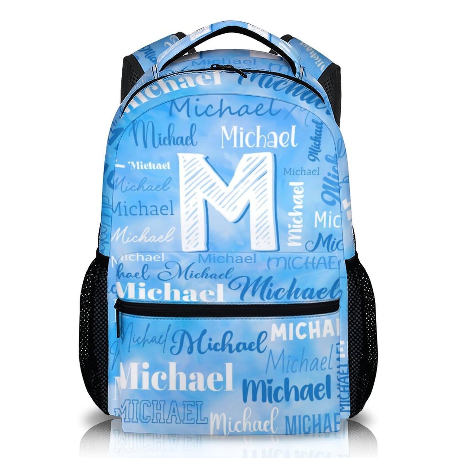 Personalized Backpack for Kids Boys, Customized Initial Name Schoolbag for Kindergarten Preschool Primary, 17 Inch Lightweight Monogram Bookbag Gift