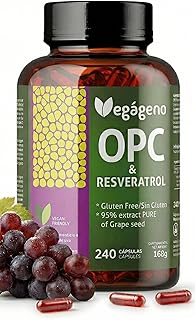OPC Traubenkernextrakt und RESVERATROL - 95% OPC, Natürliches Hochdosiertes Antioxidans, Ohne Magnesiumstearat, Dioxidfrei, Non GMO, Vegan, 240 Kapseln