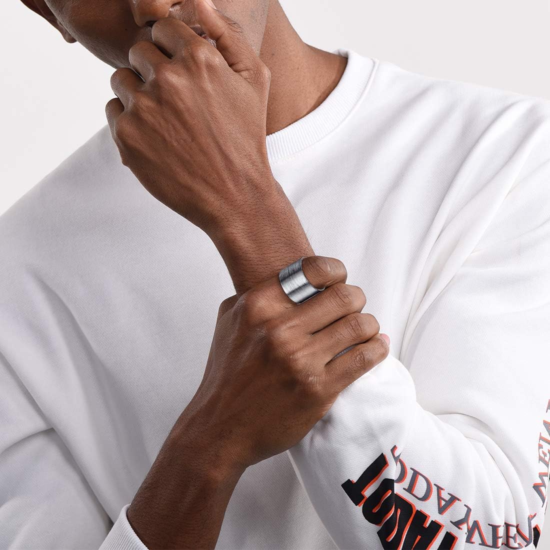 ChicSilver Customizable 925 Sterling Silver Rings for Women Mens High Polished Plain Dome Engagement Band Adjustable Flat Wide Cuff Ring, Width 5/10/15MM - Image 3