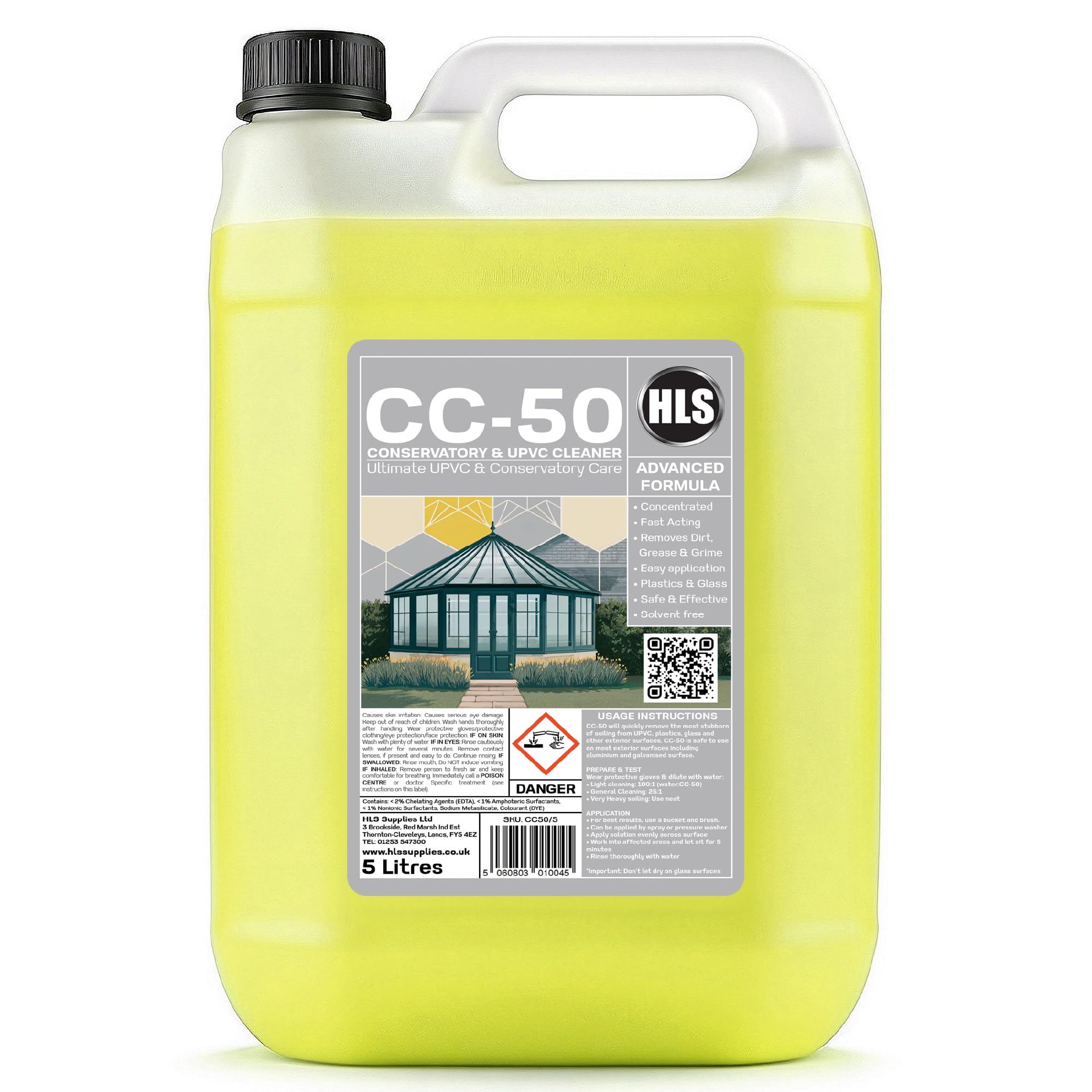 5L CC-50 Conservatory and UPVC Cleaner and Restorer - Conservatory Roof & Window Frame Wash