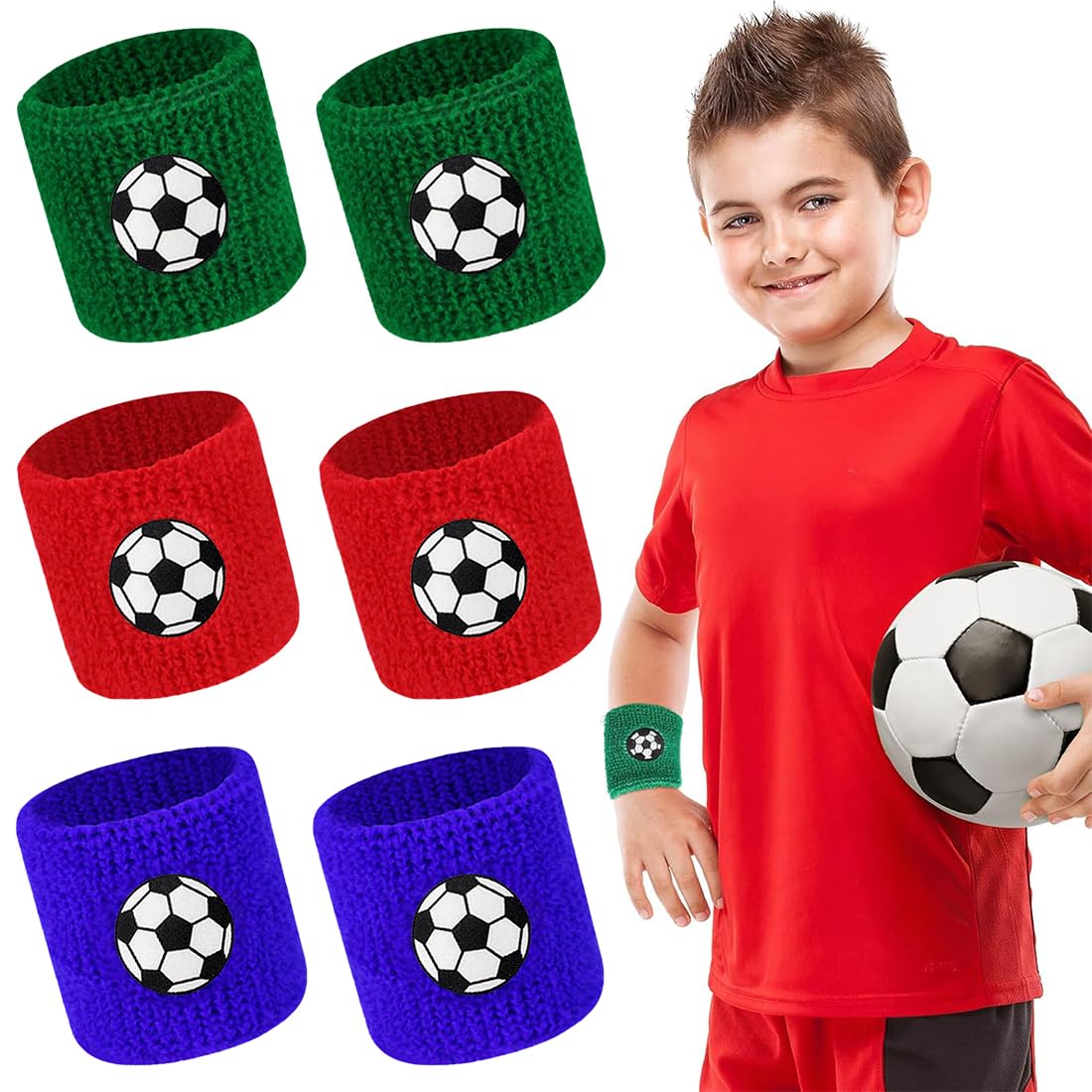 6 Pièces Bandeau Poignet Sport Éponge - Absorbants Colorés Pour Enfant Et Adulte, Football Basket Course