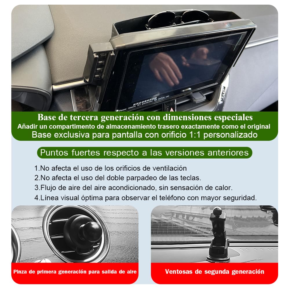 Soporte Movil Coche para Toyota Corolla Accesorios [Solo Compatible con Toyota Corolla,años 2019-2022] Rotativo 360°、Operación con una Mano、Fácil de Instalar