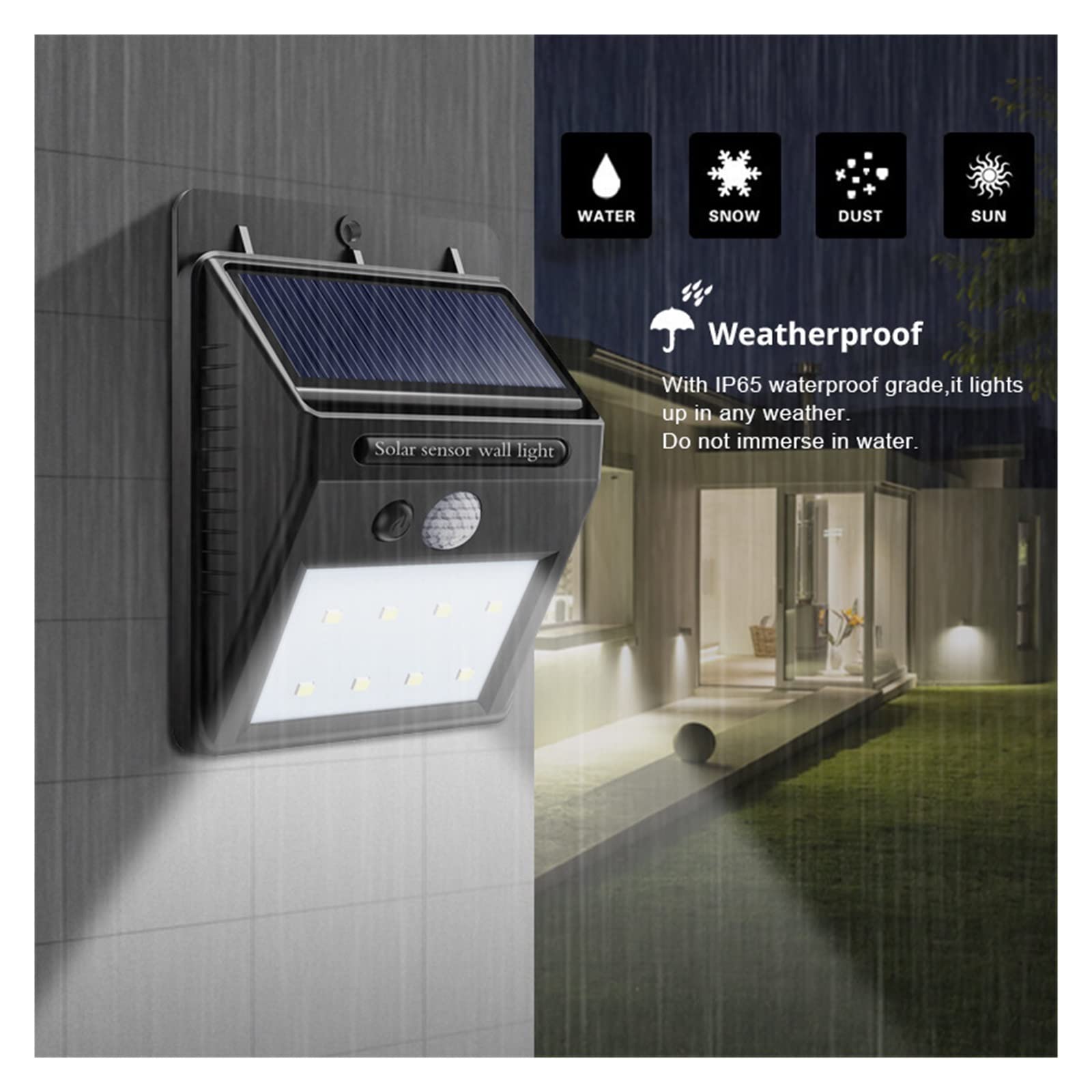 3 Tryb Wodoodporny 100 LED Światła Z Czujnikiem Ruchu Na Energię Słoneczną Zewnętrzne Światło Słoneczne Zasilany Energią Słoneczną Kinkiet Uliczny Do Dekoracji Ogrodu(2Pcs 100Leds)