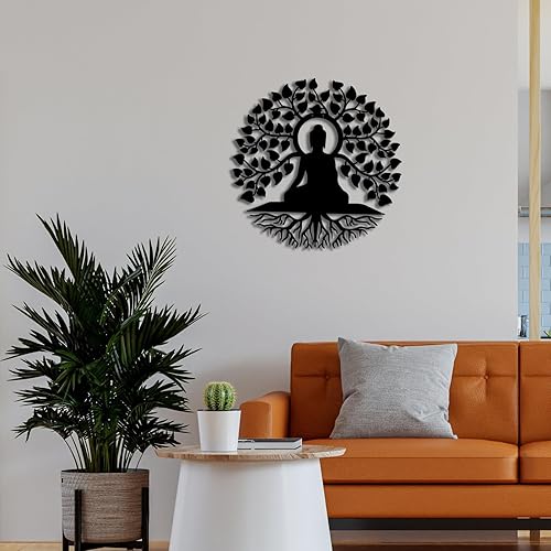 Miniatura 2 de Arte de pared de metal de Buda, decoración de pared hindú de Patna, estudio de yoga, letrero de metal Om, regalo para el hogar, arte zen, decoración