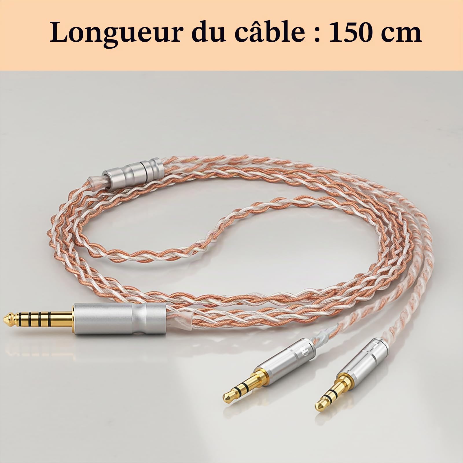 GEEKRIA Apollo Câble équilibré 4,4 mm, 6N OCC et plaqué argent, 1,5 m, compatible avec FiiO FT1, FT3, FT5, FT7, FT13, JT1, Aune AR5000, SR7000