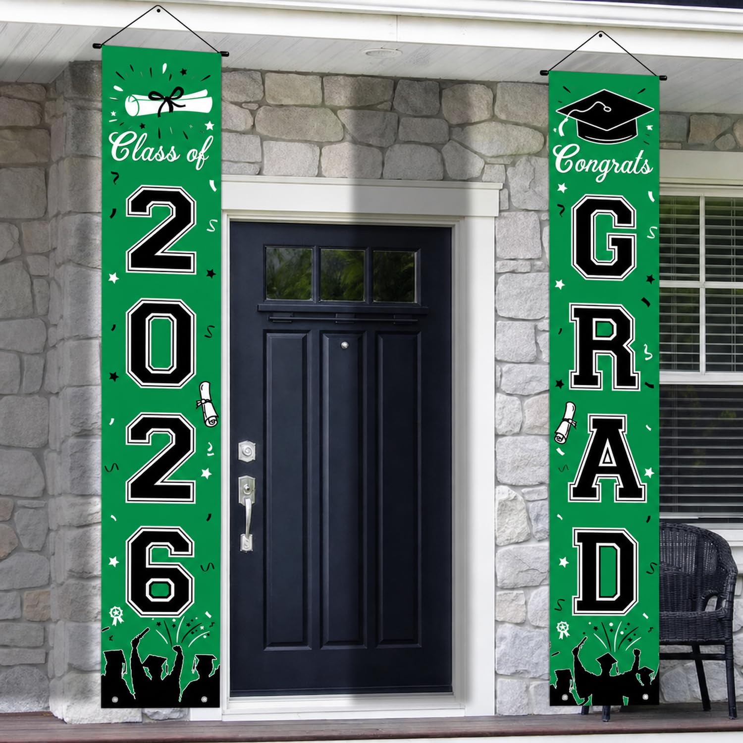 Graduation Decorations 2026, Green Door Porch Signs, Graduation Banner Class of 2026, Congrats Grad Banner for Door and Porch Graduation Party Supplies