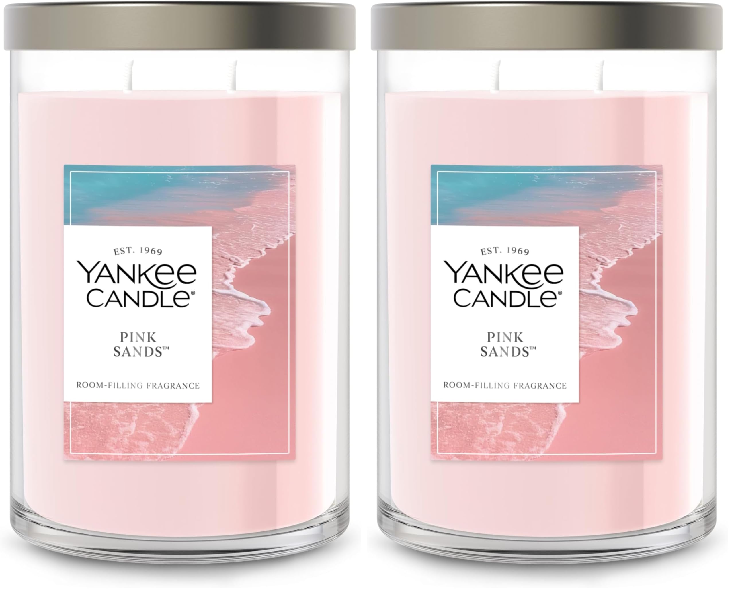 Yankee Candle Pink Sands Scented, Signature 20oz Large Tumbler 2-Wick Candle, Over 60 Hours of Burn Time (Pack of 2) Pink Sands 20 oz (Pack of 2)