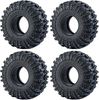 RCLIONS 4pcs 2.2inch RC Rubber Wheel Tyre 137mm/5.3inch with Foam Insert for 1/10 RC Crawler Car Axial Wraith