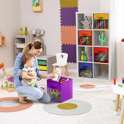 Miniatura 2 de Sorbus Contenedores de almacenamiento de 13 pulgadas con ventana transparente, 6 cestas plegables para organizar ropa, juguetes, libros, cubos de