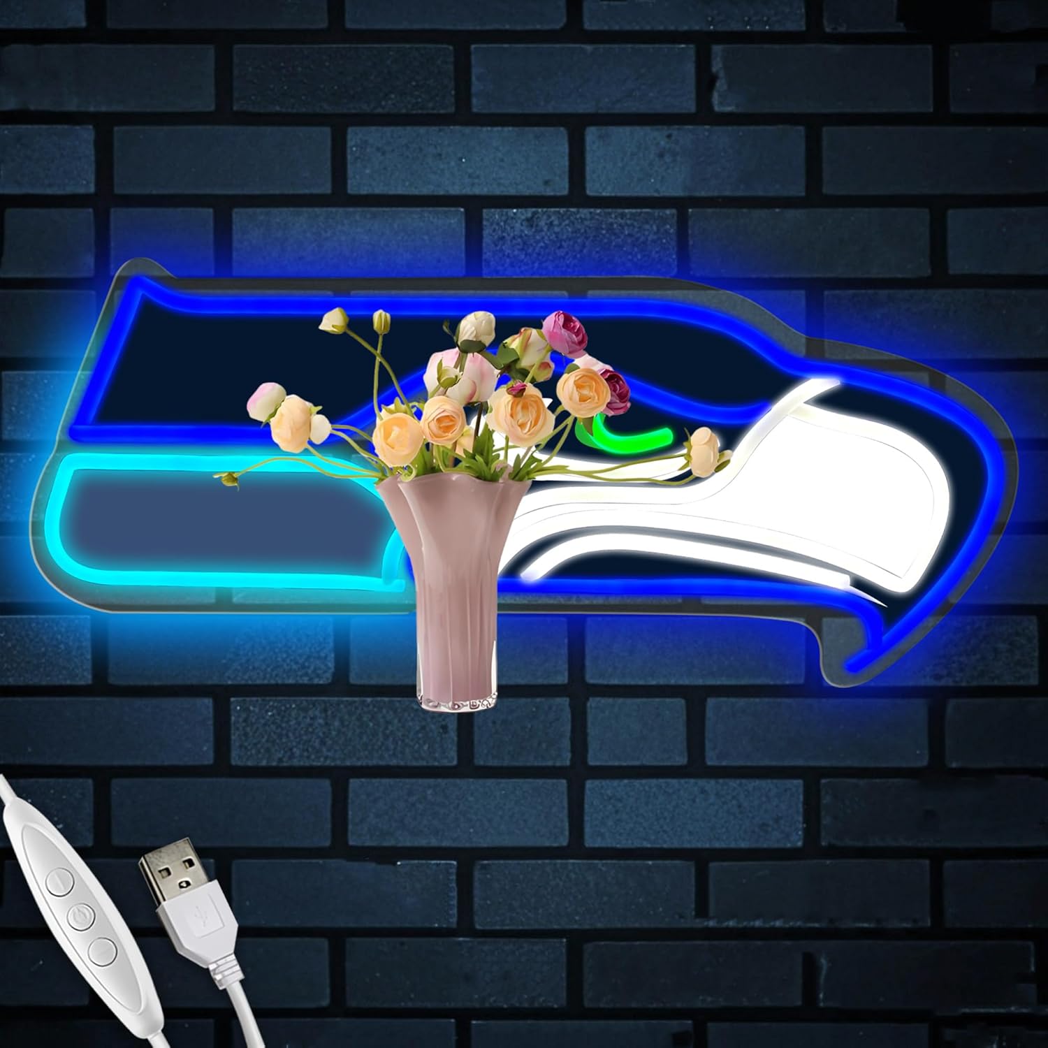 Football Team Neon Sign, Cool Dimmable Light Up Football Team Logo USB Powered Hanging for Wall Decor, Bedroom, Man Cave, Game Room Deco, Birthday Christmas Merch Gift for Boys Fans (seehawk)