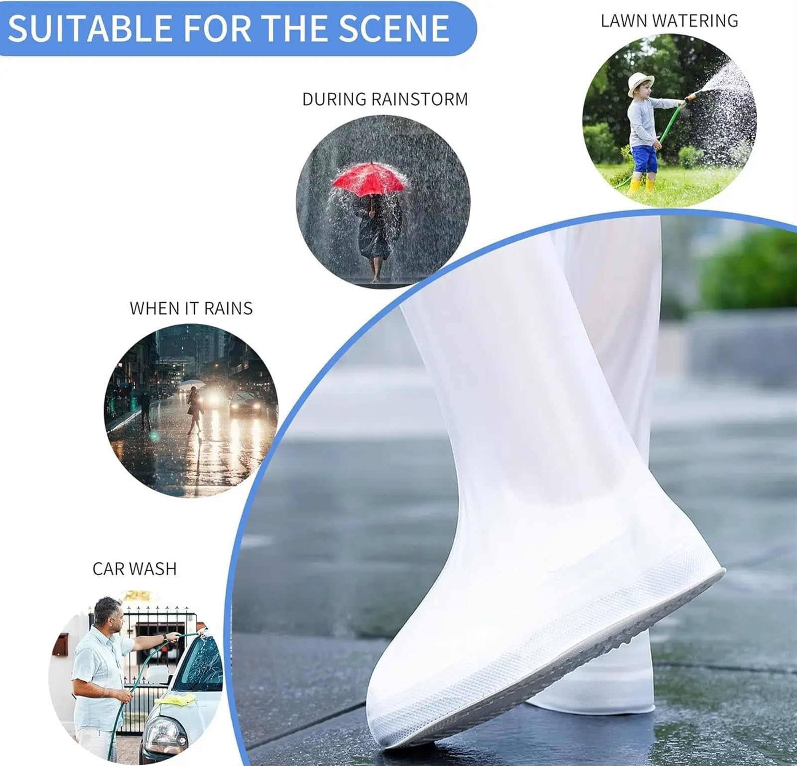 Cubrezapatos para la Lluvia 1-10 pares de fundas impermeables for zapatos for montar al aire libre, fundas for zapatos antideslizantes de gran espesor con capa impermeable y cremallera for zapatos de