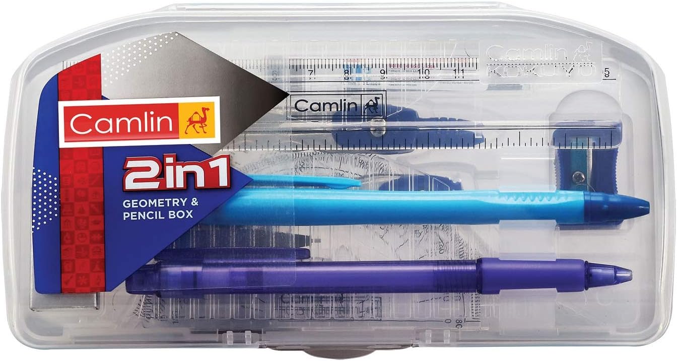 Camlin 2 in 1 Geometry and Pencil Box Set (Blue)