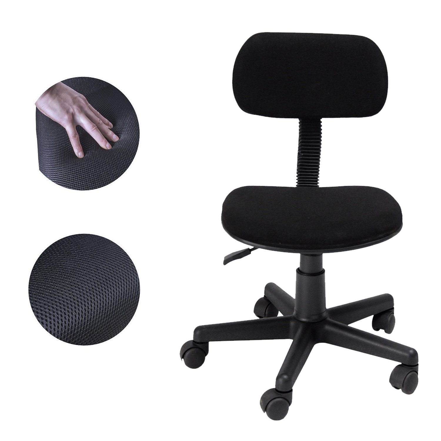 Yanyan Sedia Da Ufficio Piccola, Regolabile In Altezza, Girevole, Con Ruote, Per Bambini O Spazi Stretti – Nero - 4