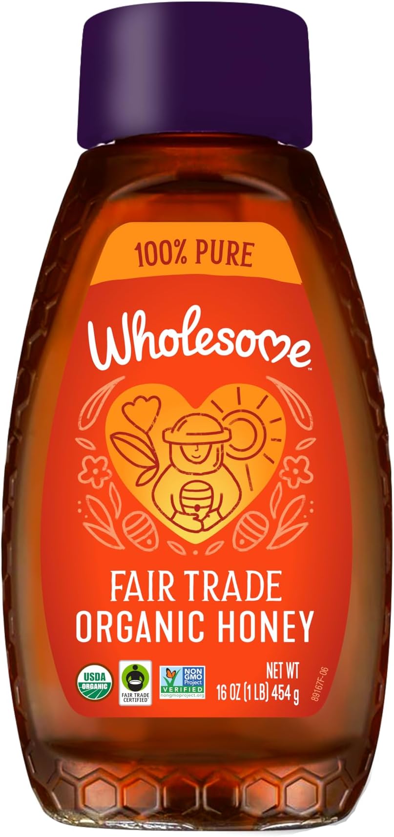 Wholesome Sweeteners 16-Ounce Organic Honey Bottle, 100% Pure, Fair Trade Cer...