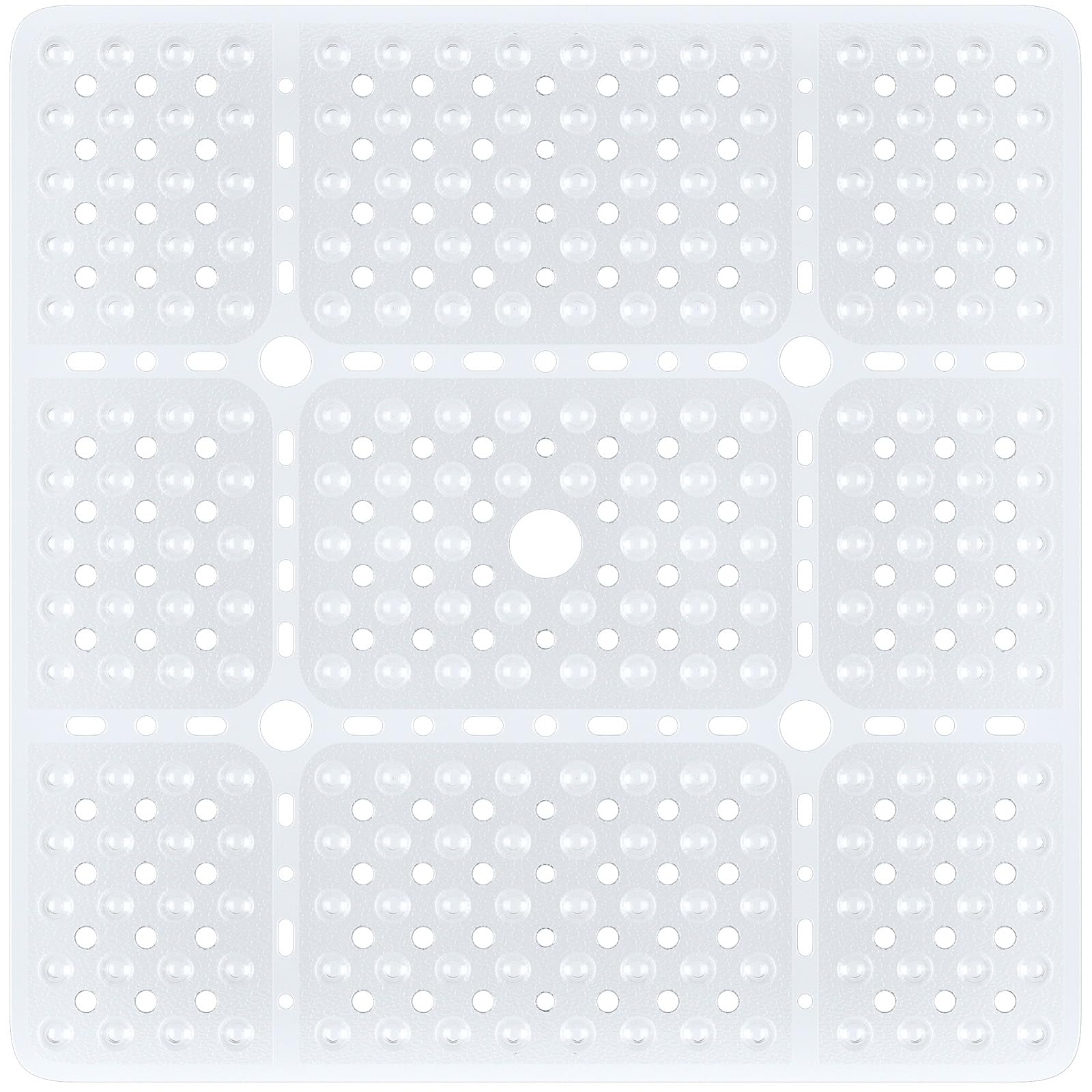 XIYUNTE Large Square Shower Mat Non Slip - 27 x 27 Inches Non Slip Shower Mats for Inside Shower, Square Shower Floor Mat with Suction Cups and Drain Holes, Machine Washable, Clear
