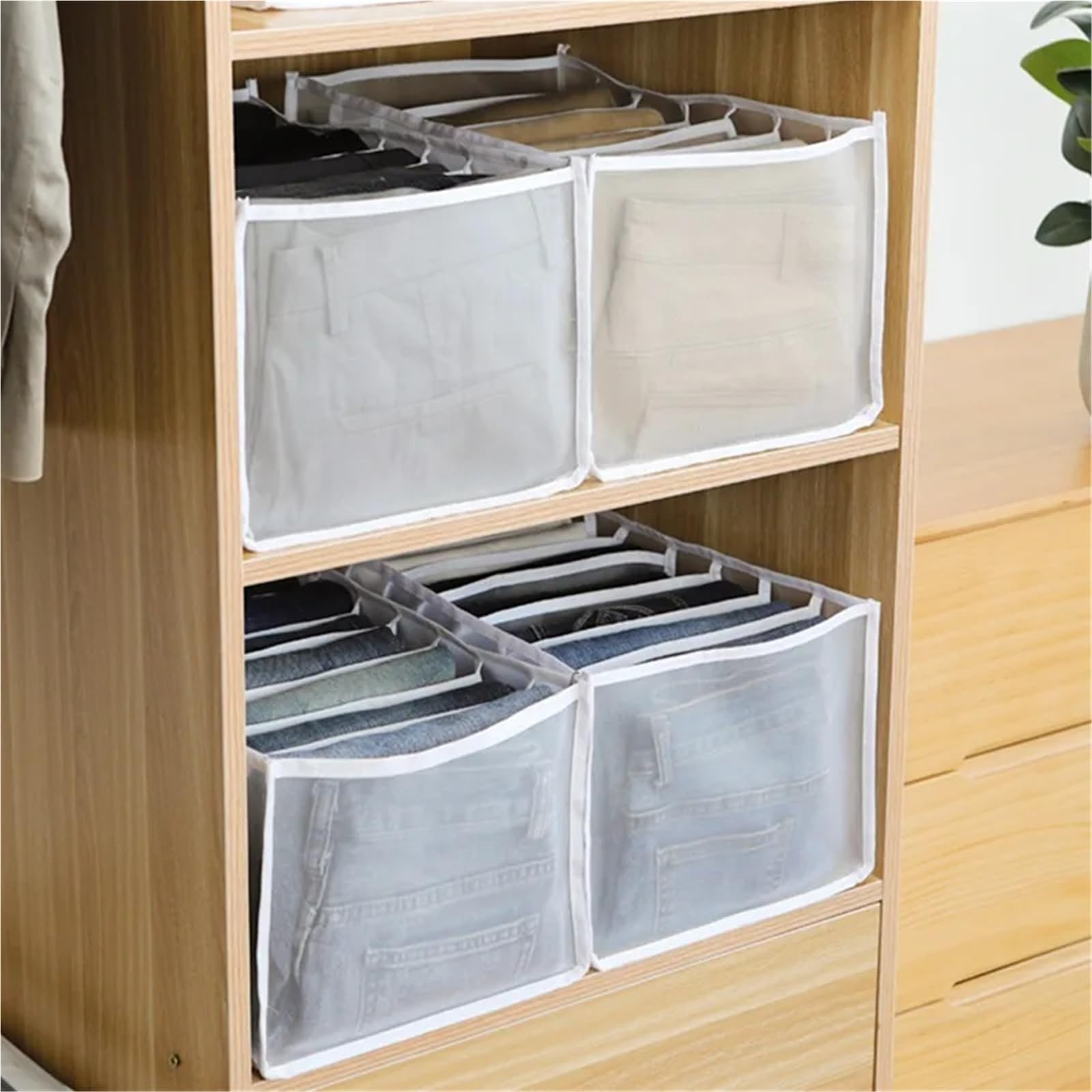 Organizzatore per cassetti della Biancheria Intima, Scatola Porta Calzini, Reggiseno, Jeans, Armadio, Scomparti per Vestiti, Pantaloni