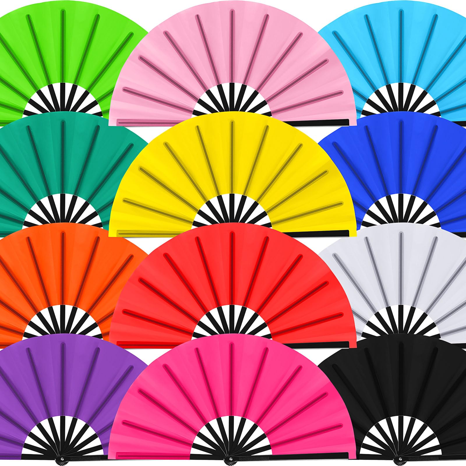Blulu13 Inch Large Folding Fans for Line Dancing, Classic Color, 12 Pcs