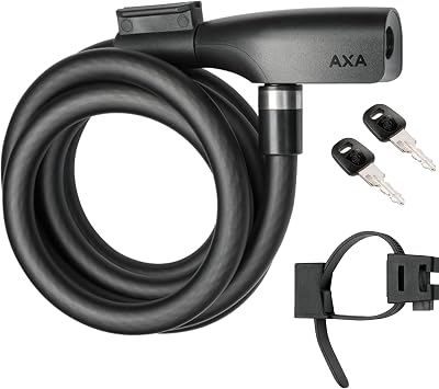 AXA Resolute 12-180 Cable Lock, 180cm Key Lock with Frame Mount