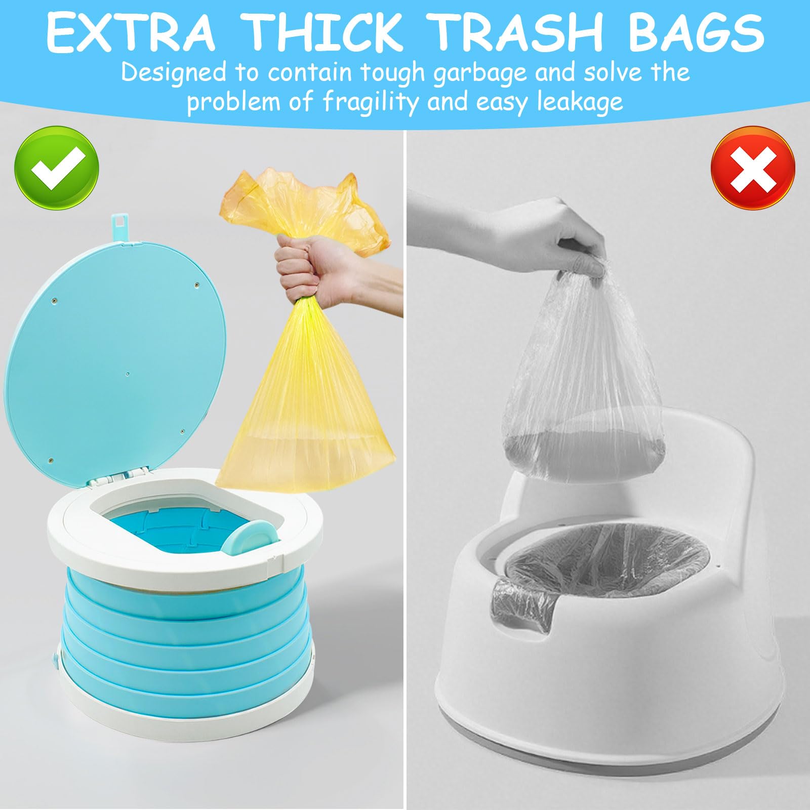 Siège Toilette Pliable, Pot de Voyage pour Enfant, Toilette Portable Enfant, Siège de Pot WC, avec Rouler Sacs, Sac de Rangement, pour Voyages Camping Voiture Plage Usage Familial (Bleu)