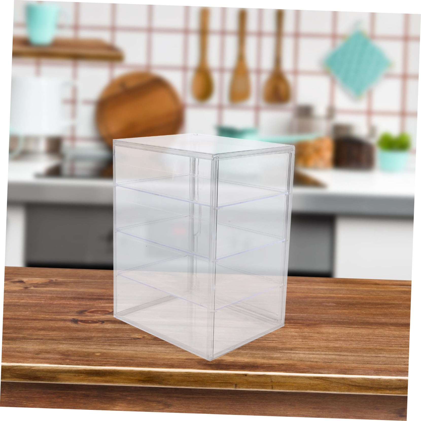 Vitrina Expositora De Pan Grande 36x27x22 Cm Con 4 Capas Ajustables Acrílica, Puerta Magnética Para Guardar y Exhibir Panadería Encimera De Cocina