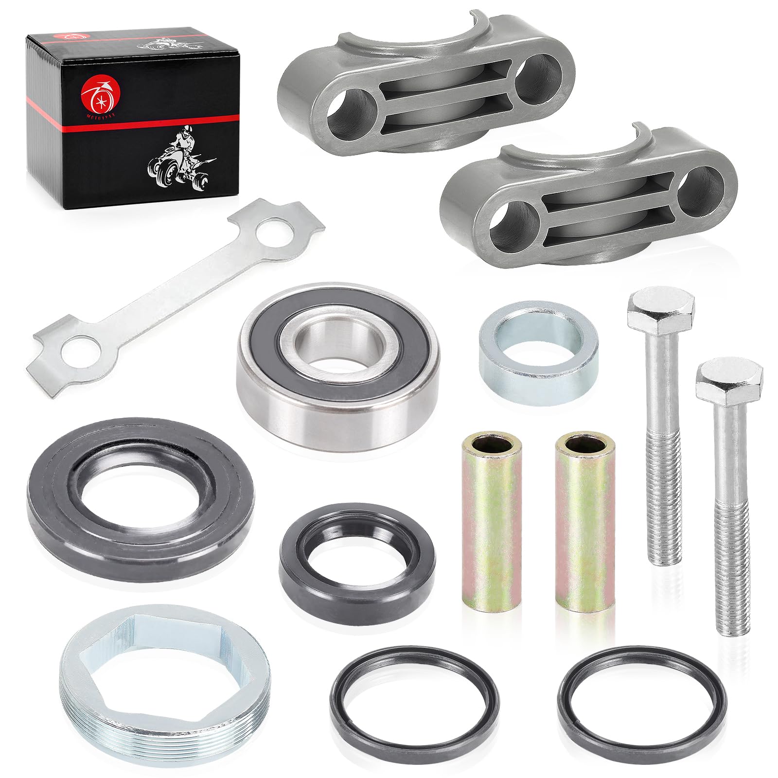 MOTO1988 Steering Stem Bushing Bolt Bearing Seal Holder Nut Kit For YAMAHA Banshee Big Bear Bruin Grizzly Kodiak Warrior Raptor Wolverine 350 400 450 600 660 700 YFZ450 YFB250 Timberwolf 250