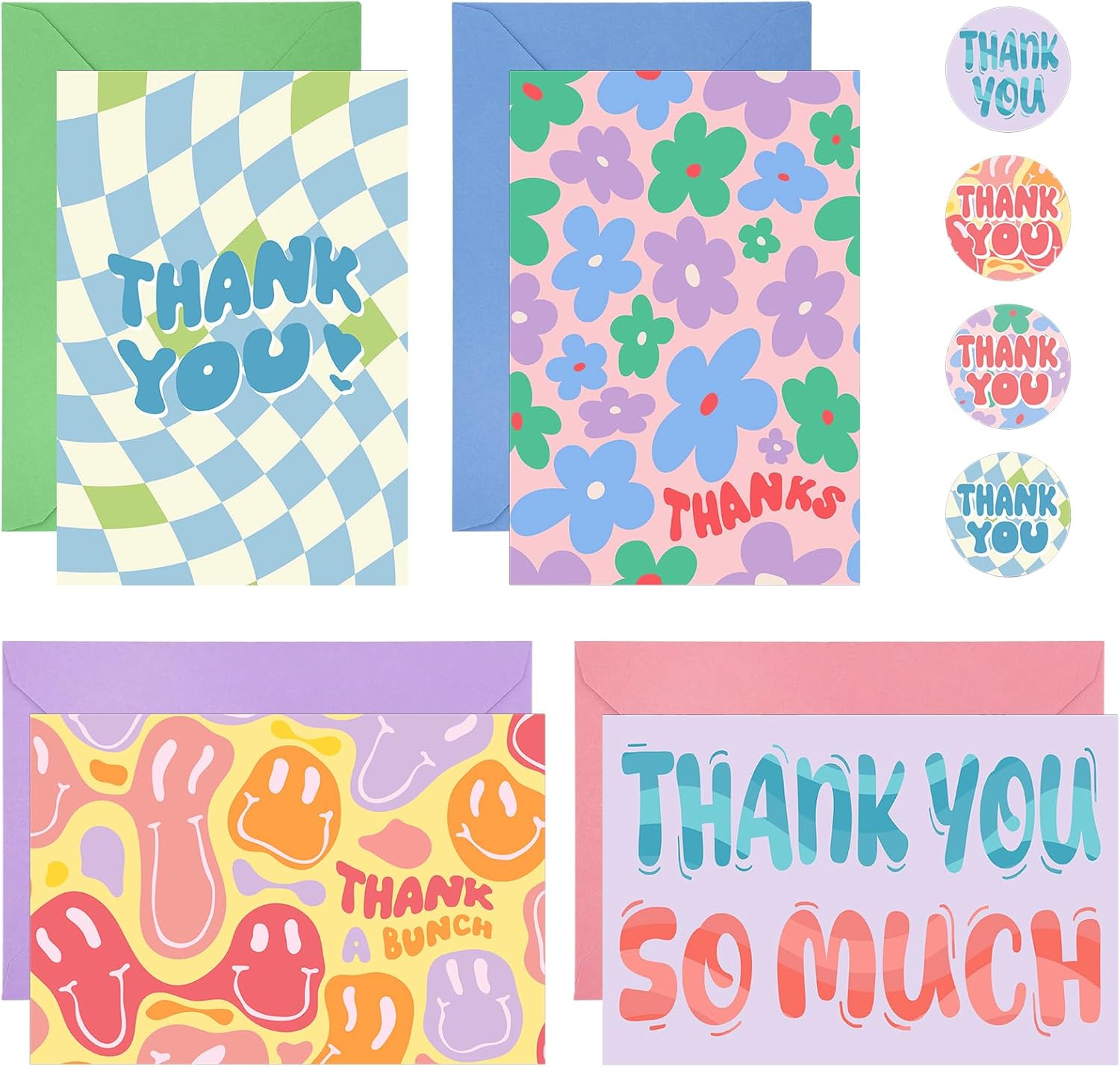 36 Pack Thank You Cards with Envelopes, 4x6 Inch Thank You Notes with Envelopes & Stickers, Cute Greeting Cards for Birthday, Wedding, Baby Shower, Graduation, Easter, Mother's Day, Teacher's Day