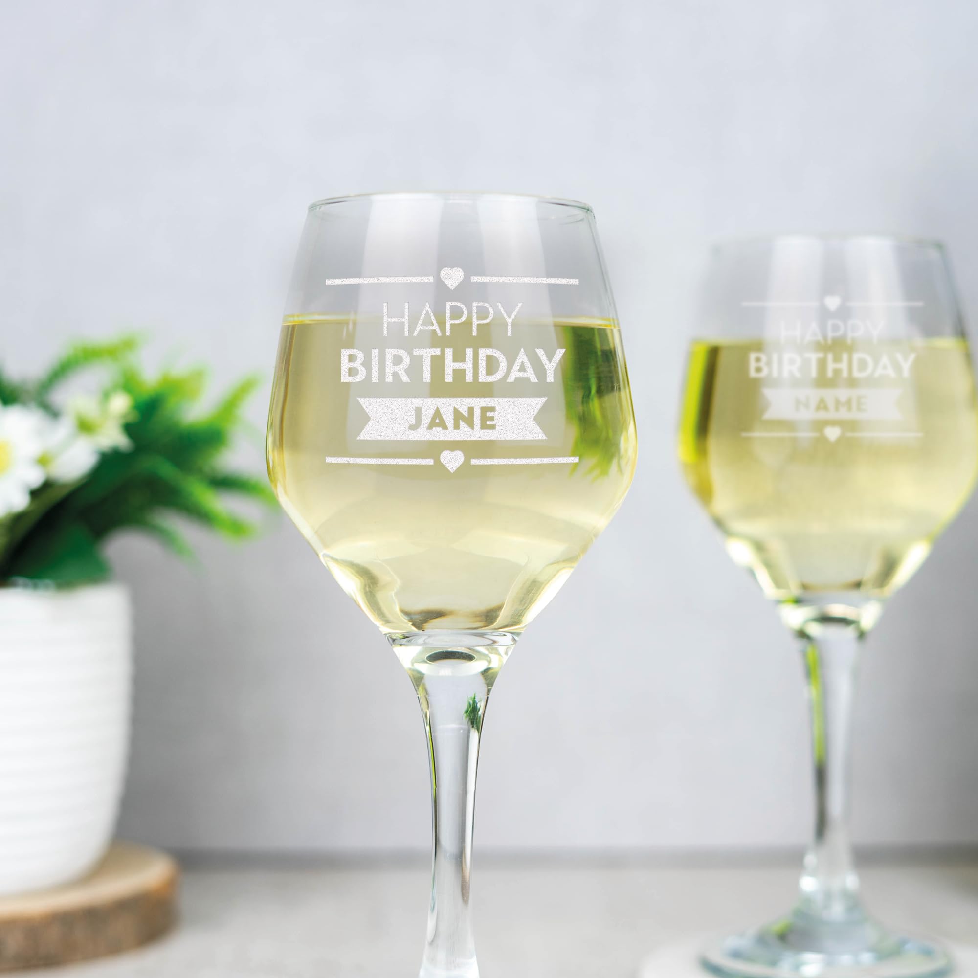 So Bespoke Personalised Engraved White Wine Glass Any Text and Your Own Message Personalized Glass Any Message Any Name, Wine, Birthday (Style 8)