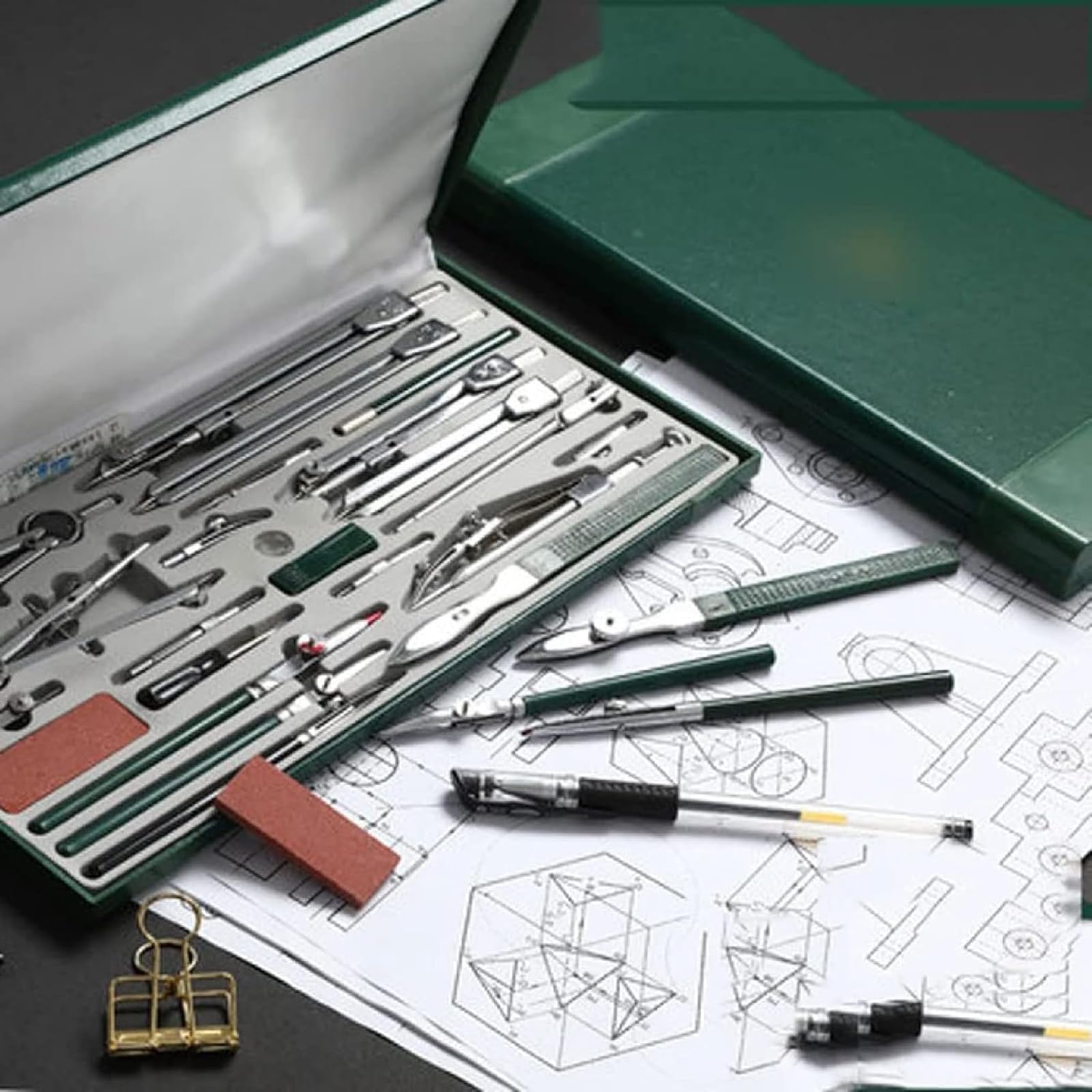 Geometrie-Kit 23-teilig, professionelle Zeichenwerkzeuge mit Verlängerungsbalken für Zeichnen, Mathematik, Kreise, Schulprojekte, Ingenieur- und Architekturdesign