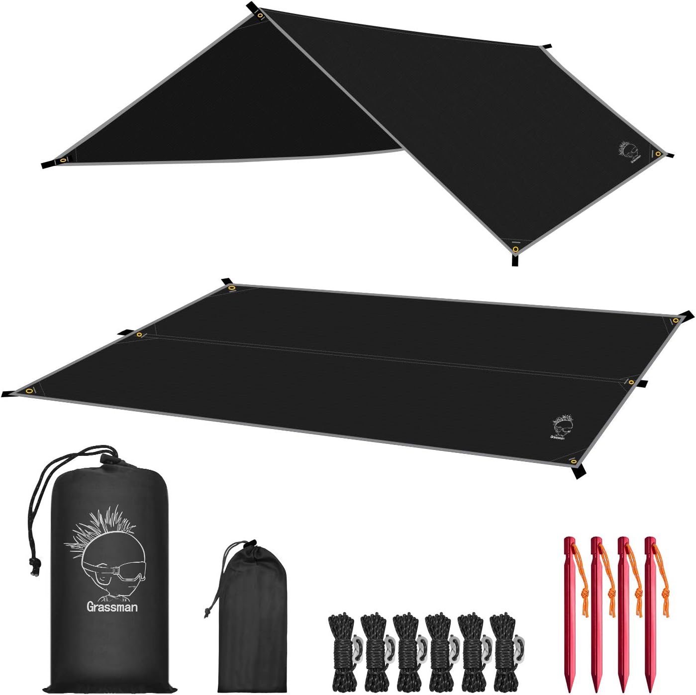 Grassman Camping Tarp, Ultralight Waterproof 10x10ft/10x12ft Rain Fly Shelter, Easy to Setup Camping Tarp Tent, Perfect for Backpacking, Hiking, Travel, Outdoor Adventures Survival Gears : Sports & Outdoors