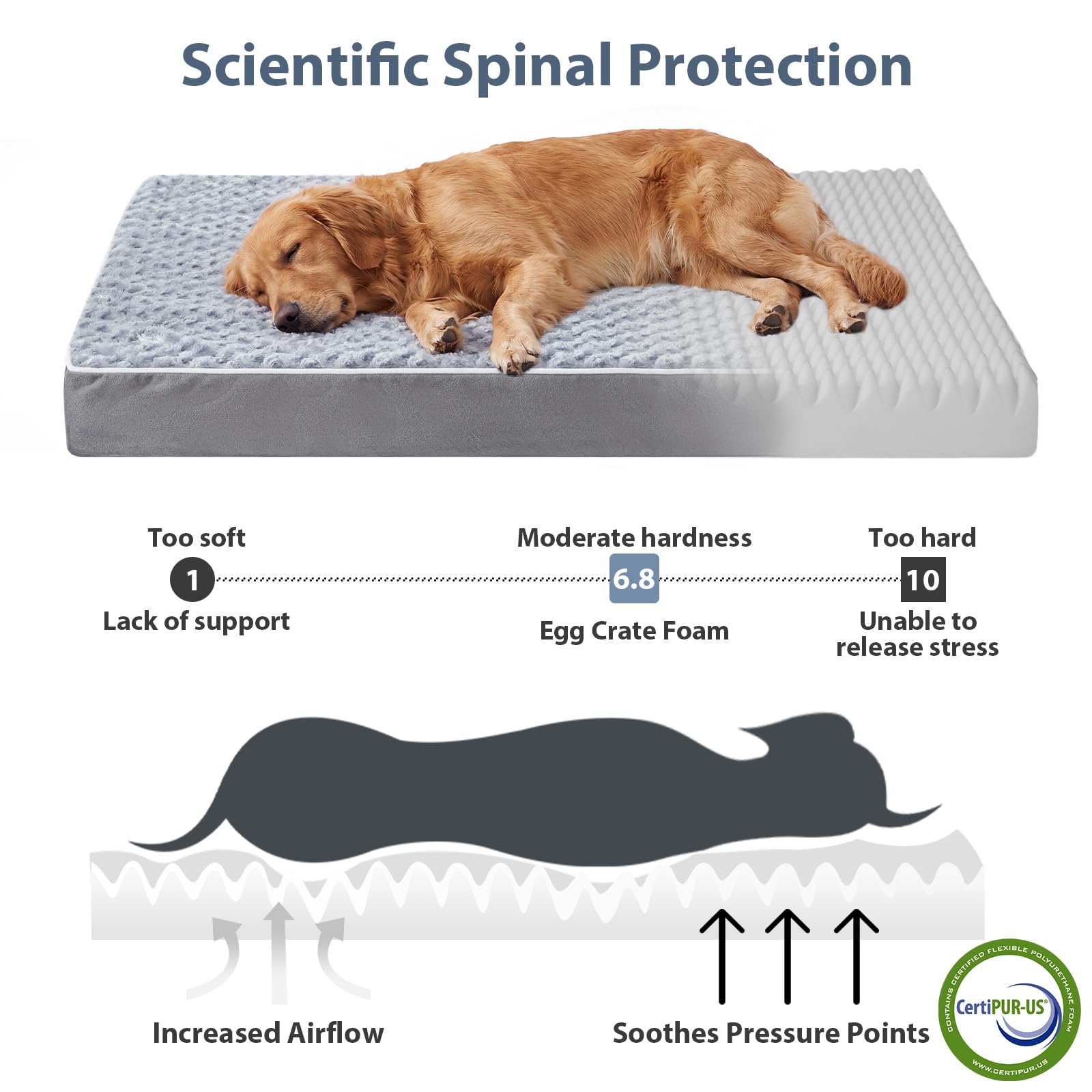WNPETHOME Cama ortopédica para perros, cama para mascotas para perros grandes, espuma de caja de huevos, felpa rosa suave, funda extraíble impermeable