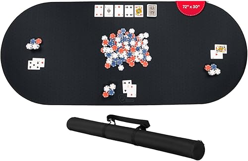 Miniatura 61 de Tapete de juego de mesa de 42 x 66 pulgadas, tapete Mahjong para mesa con bolsa de transporte, tapete de juego de neopreno antideslizante, cubierta