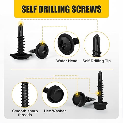 Miniatura 4 de 420 tornillos autorroscantes para metal, tornillos autoperforantes de acero inoxidable 410 # 8#10, cabeza de armadura modificada Phillips y cabezal