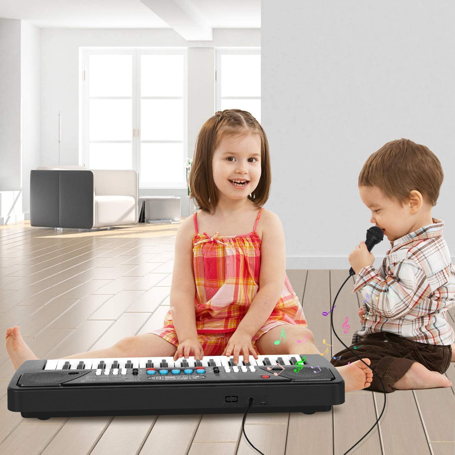 TAPANIYA ENTERPRISE Portable Musical Keyboard Toy with Microphone, 37 Keys, Black, ABS Plastic, Record & Playback, Educational Gift for Toddlers 18 Months and Up 3
