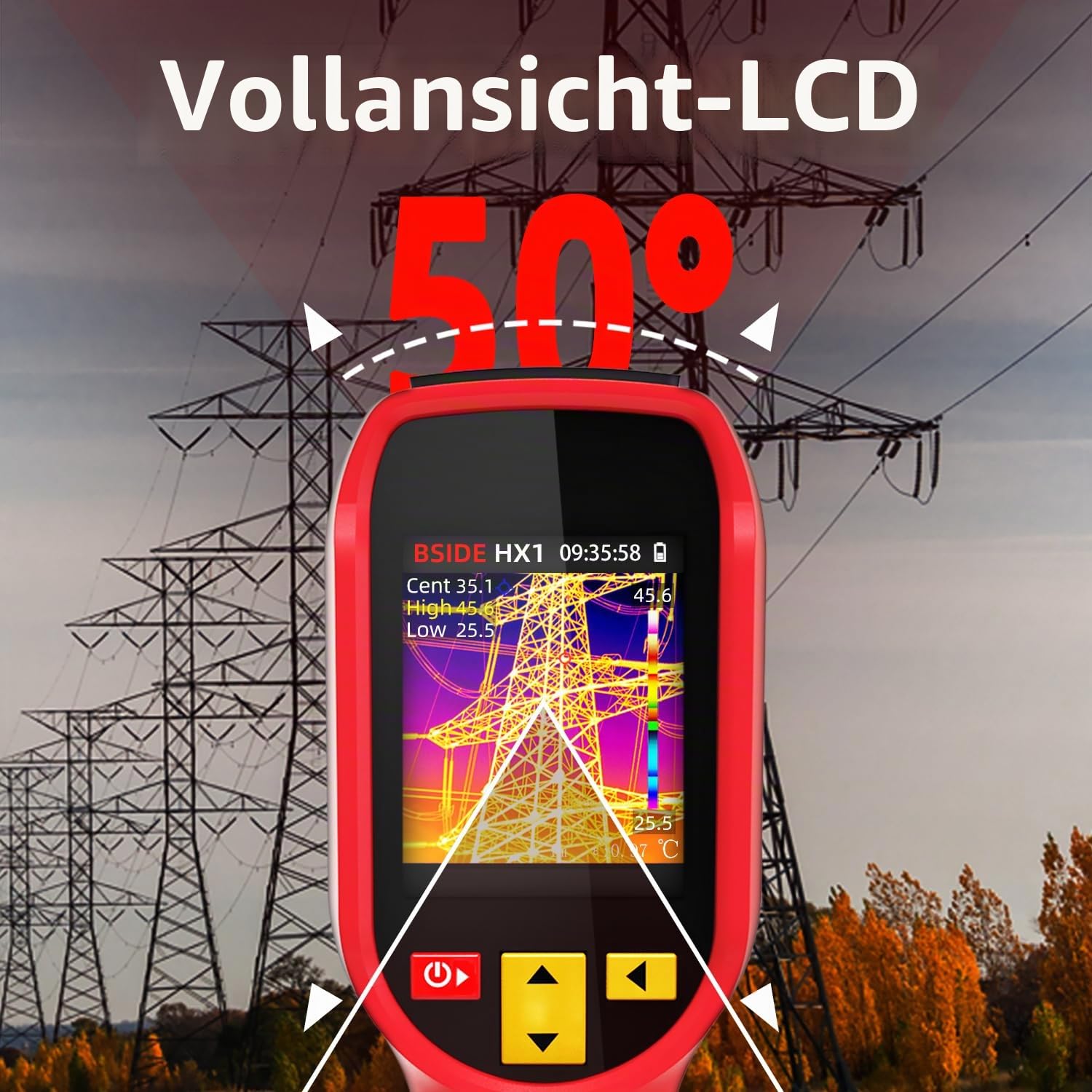 BSIDE HX1 Wärmebildkamera Hochauflösende 240 x 240 Handheld Infrared Thermal Imaging Camera mit 25Hz Bildwiederholrate 15 Farbpaletten -4°F -1022°F 50°FOV für Hauswände Leckortung KFZ Elektronik