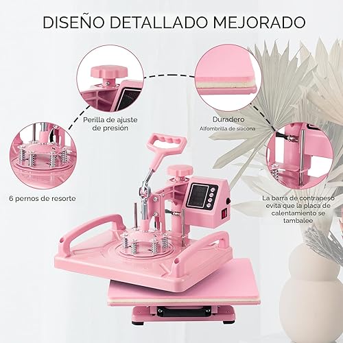 Miniatura 6 de Máquina de Prensa de Calor 8 en 1 de 15x15 Pulgadas, Máquina de Prensa de Calor para Camisetas Sombrero Gorra Taza Placa 360° Swing Away, Máquina de