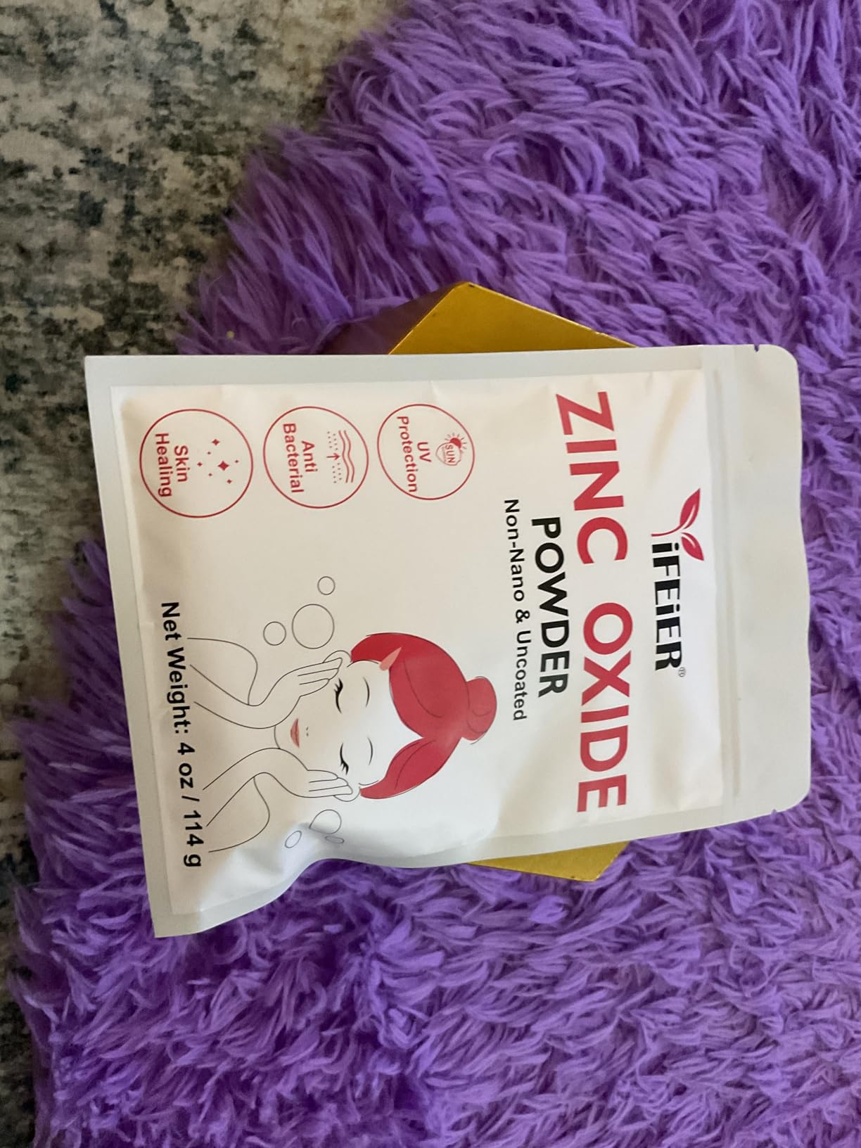 iFEiER Zinc Oxide Powder | 4oz (114g) 100% Pure Non Nano Uncoted Zinc Oxide Powder for Skin Protection | Cosmetics Grade Ideal for DIY Sunscreen, Lotion, Deodorant, and Skincare