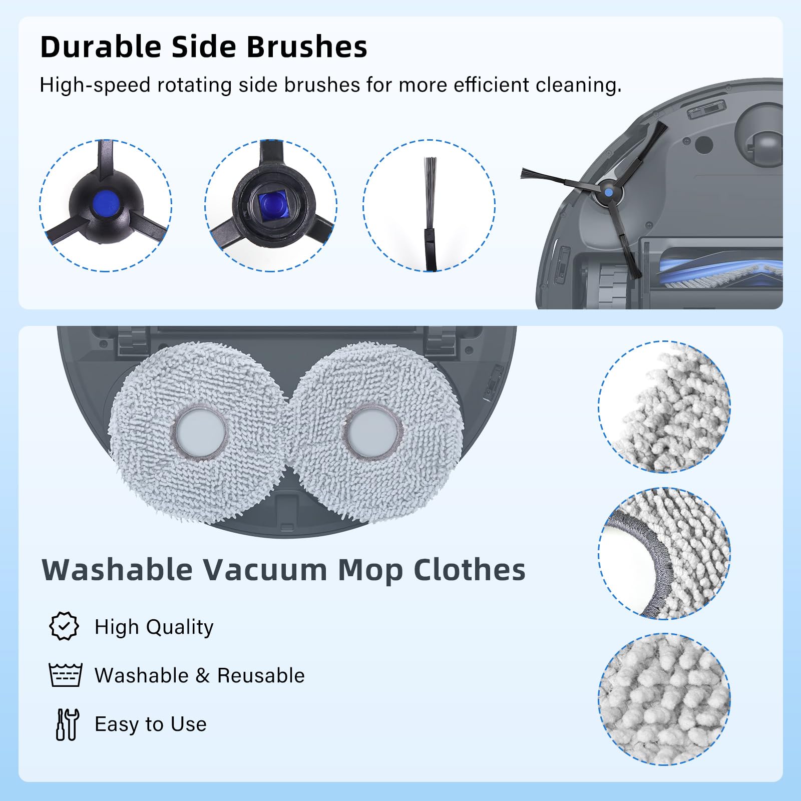 T50 Max Accessori di Ricambio Compatibili per ECOVACS DEEBOT T50 Max Pro Omni Robot Aspirapolvere, 1 Spazzola Principale, 4 Filtri, 4 Spazzole Laterali, 4 Panni Mop, 4 Sacchetti Antibatterici